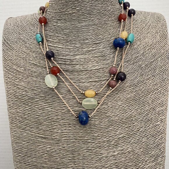 Multi Strand Gemstone Necklace - Picture 1 of 4